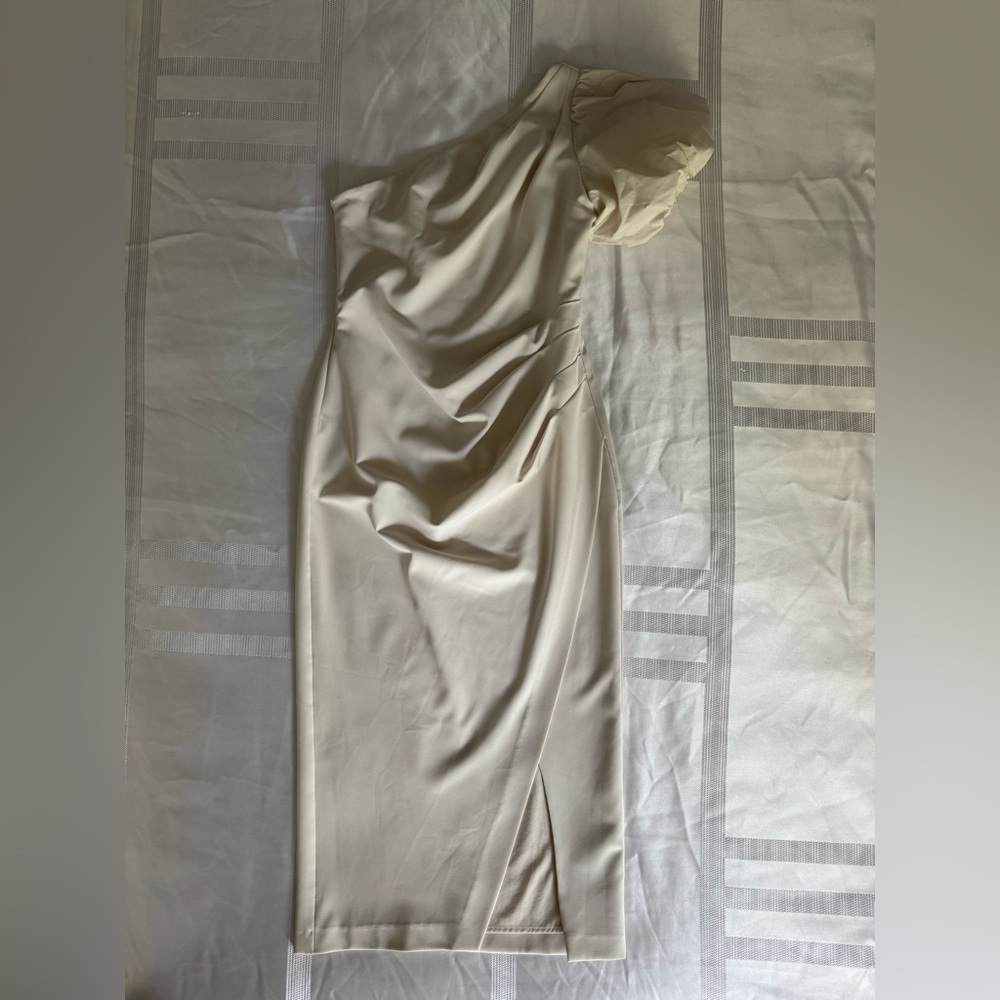 Ralph Lauren Ivory Satin One-Shoulder Dress